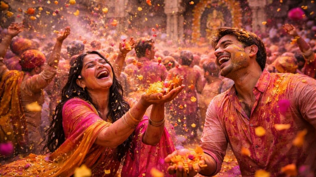 banke bihari flower holi vrindavan